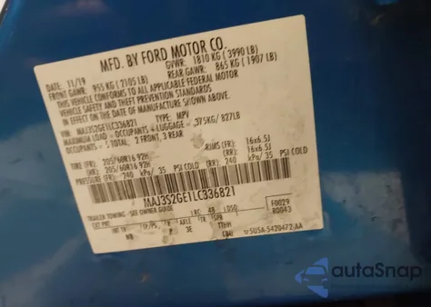 2020 Ford Ecosport Se from USA, damaged, VIN MAJ3S2GE1LC336821